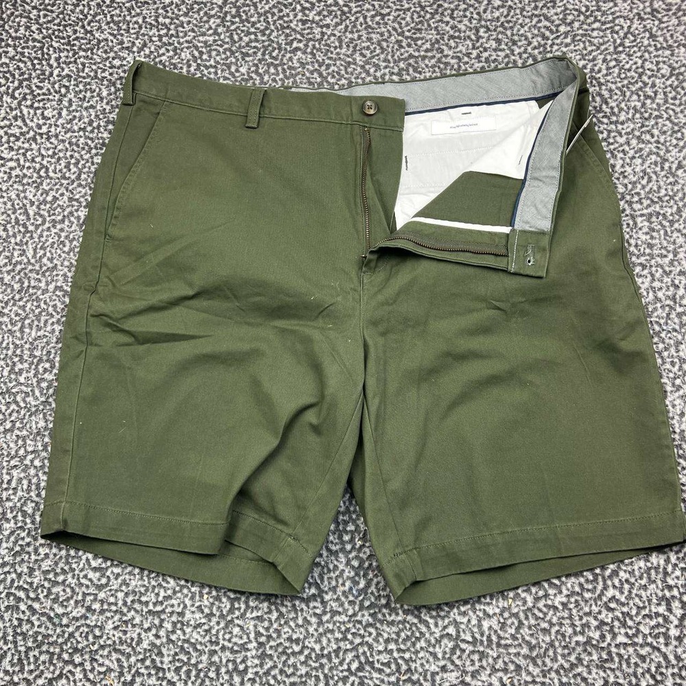 Amazon Essentials Chino Shorts Men 40 Slim Fit Olive Green Cotton Flat Front